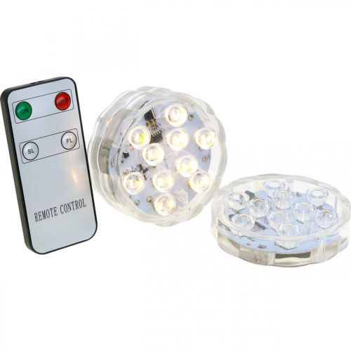položky Podvodní LED světla s dálkovým ovládáním teplá bílá 2ks