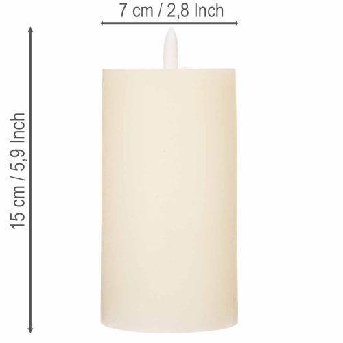 LED svíčka z pravého vosku v bílé barvě s funkcí časovače, teplá bílá, 15 cm | Floristik24.cz