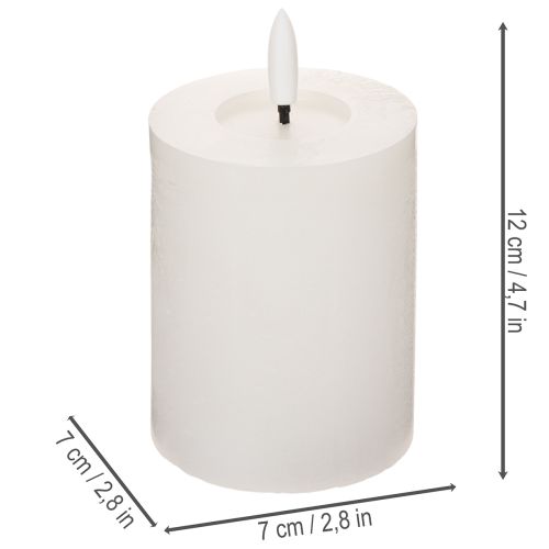 LED sloupová svíčka, blikající, s časovačem, Ø7cm, 12cm | Floristik24.cz
