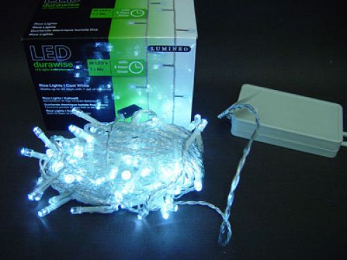 položky LED rýžový světelný řetěz 96 7,1m s baterií a časovačem studená bílá pro venkovní použití