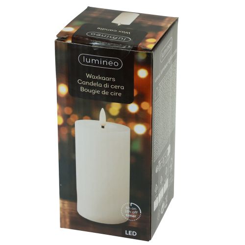 Floristik24 LED časovač na svíčku pravý vosk bílý rustikální vzhled Ø7cm V15cm