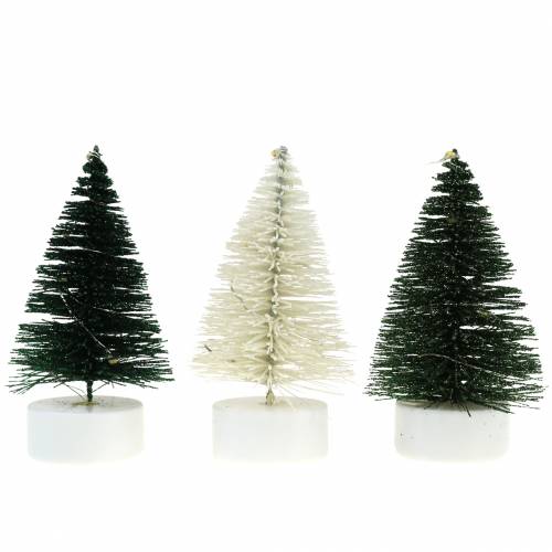 Floristik24 LED vánoční stromek zelená / bílá 10cm 3ks