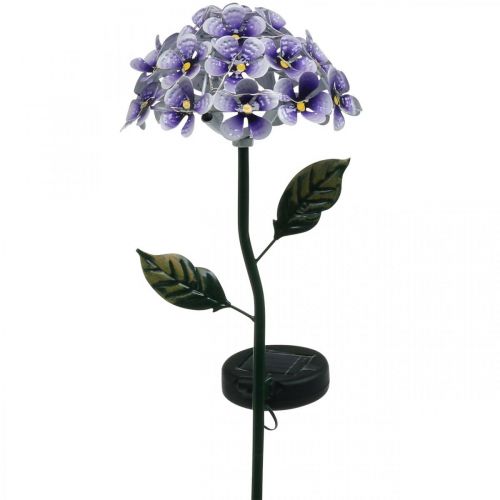 Floristik24 Svítící chryzantéma, kovová dekorace na zahradu, solární dekorace s LED fialová L55cm Ø15cm