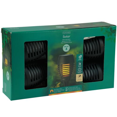 položky LED solární svítilny zahradní efekt plamene balkon H38cm 4 ks