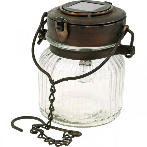 Floristik24 LED lucerna, závěsná lampa, solární světlo ve skle Ø11cm H14cm