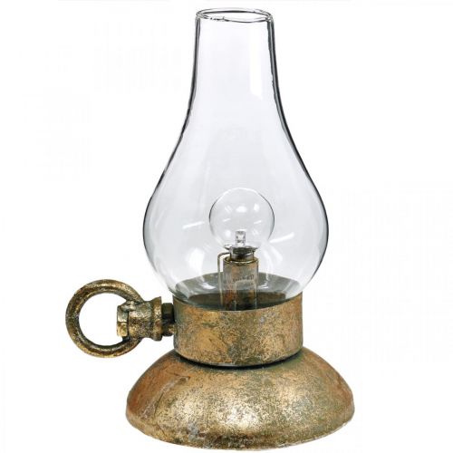 Floristik24 Starožitná dekorativní lampa, mosazné LED světlo, vintage vzhled V19cm Š13,5cm