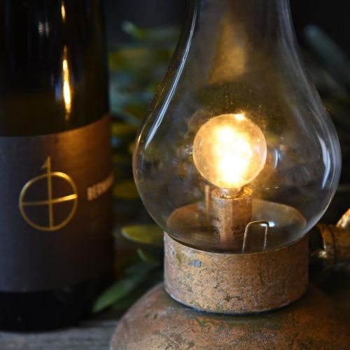Floristik24 Starožitná dekorativní lampa, mosazné LED světlo, vintage vzhled V19cm Š13,5cm