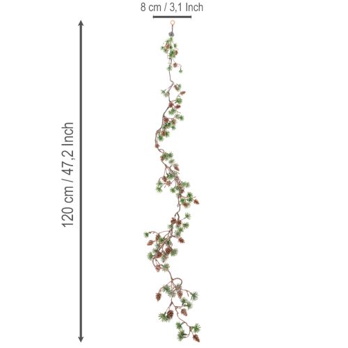 Girlanda z umělého modřínu s kužely a jehličími větvičkami, 120 cm | Floristik24.cz