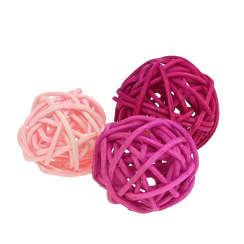 Floristik24 Lataball sortiment 3cm růžová/růžová/lila 72 ks