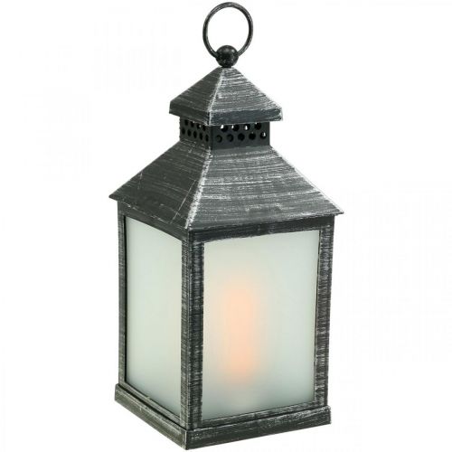 Floristik24 LED lucerna s časovačem Deco Lucerna Vintage Silver H23cm