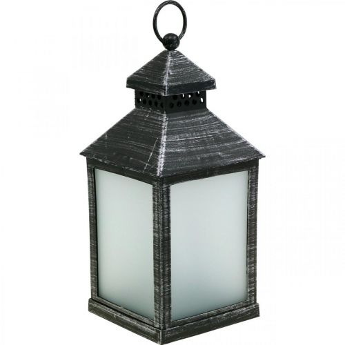 Floristik24 LED lucerna s časovačem Deco Lucerna Vintage Silver H23cm