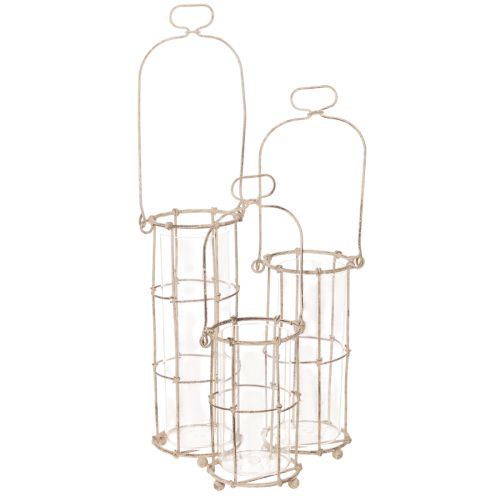 Zahradní lucerna, kovová větrná lampa Ø8,5 cm V23/18,5/14,5 cm, sada 3 kusů