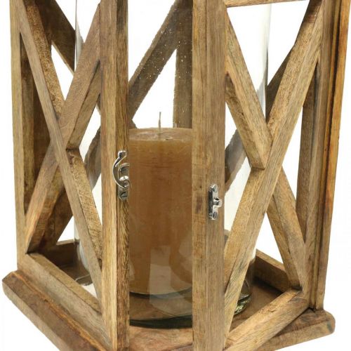 Floristik24 Lucerna dřevěná velká se skleněnou lucernou starožitného vzhledu 25×25×41cm