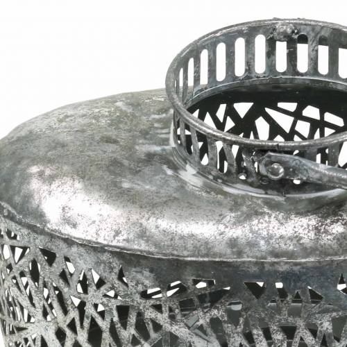 Floristik24 Lucerna oválná starožitný vzhled kovová stříbrná 15 × 28cm H19cm