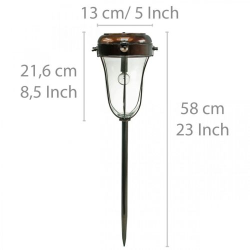 Floristik24 Solární lucerna k zapojení, LED tyčové světlo Ø13,5cm L58cm H21cm