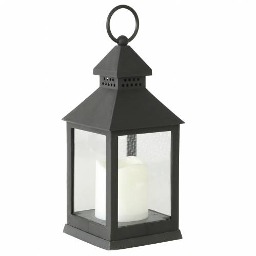 Floristik24 Lucerna s LED svíčkou černá 10,5×24cm