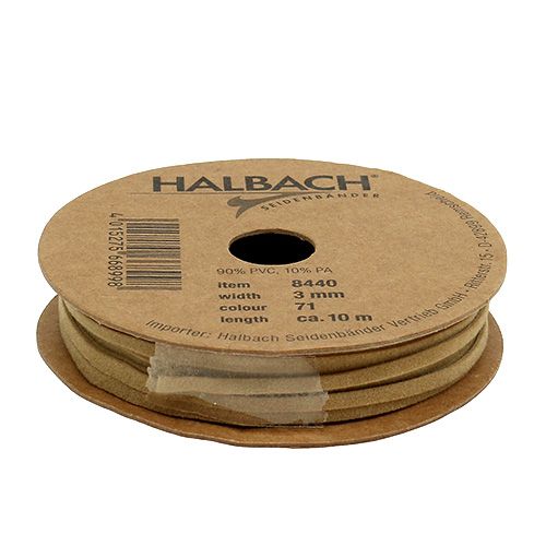 Floristik24 Kožená šňůrka matná světle hnědá 3mm 10m