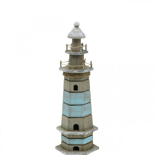 Floristik24 Dřevěný maják, námořní dekorace příroda, modrá a bílá shabby chic V35,5 cm