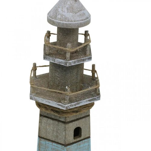 Floristik24 Dřevěný maják, námořní dekorace příroda, modrá a bílá shabby chic V35,5 cm