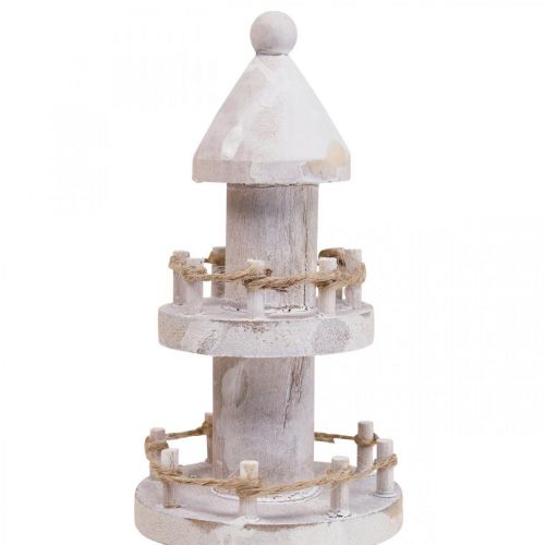 Floristik24 Dřevěný maják Maritime Wood Deco White H25cm