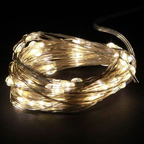 Světýlka s 50 mikro LED diodami, teplá bílá, časovač, na baterie, 6 ks