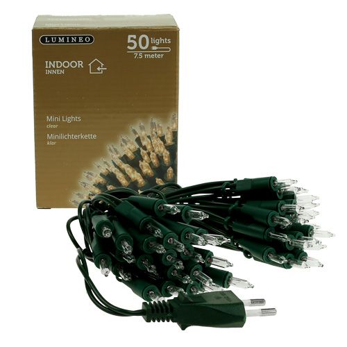 Floristik24 Světelný řetěz mini 50 7,5m pro vnitřní zelený / čirý