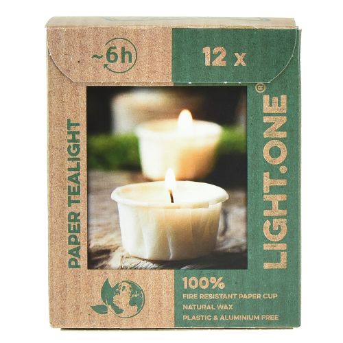 položky Light.one papírové čajové svíčky přírodní bez plastu veganské 12 ks