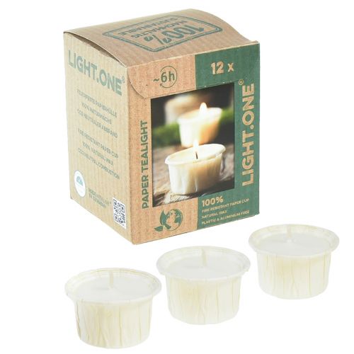 položky Light.one papírové čajové svíčky přírodní bez plastu veganské 12 ks