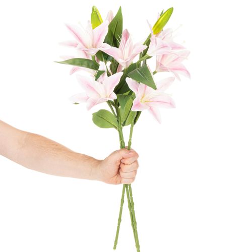 Umělý květ lilie, stonek, dekorace, 68 cm, 3 kusy | Floristik24.cz