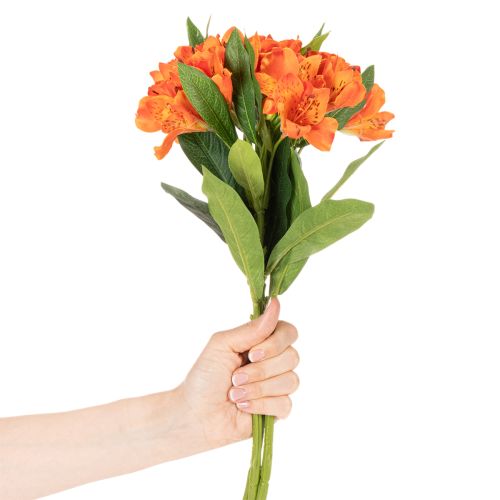 Umělý květ pomeranče Alstroemeria, umělá kytice, 75 cm, 3 kusy | Floristik24.cz