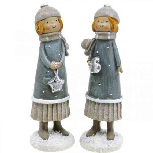 Deco figurky zimní dětské figurky dívky V14,5cm 2ks