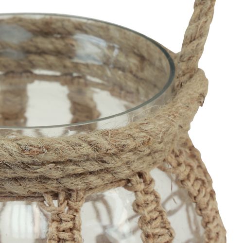 položky Macrame skleněná dekorační závěsná dekorace skleněný hrnec čirý Ø16cm V29cm