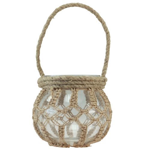 položky Macrame skleněná dekorační závěsná dekorace skleněný hrnec čirý Ø16cm V29cm