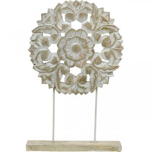 Floristik24 Květinová mandala, dřevěná dekorace na místo, letní dekorace, stolní dekorace shabby chic přírodní, bílá V54,5cm Ø34cm