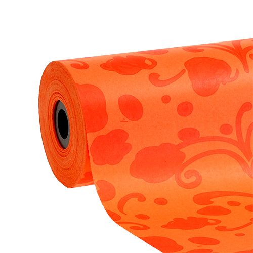 Floristik24 Manžetový papír oranžový se vzorem 25cm 100m