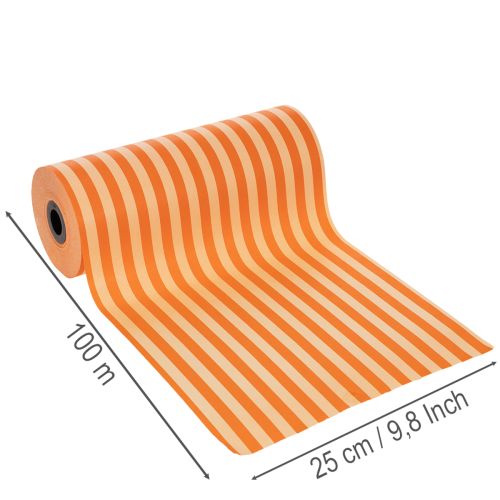 Role papíru na manžety, oranžově pruhovaná, 25 cm x 100 m | Floristik24.cz