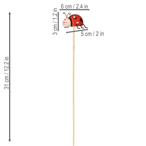 položky Zahradní kolíky ve tvaru berušky, dekorace na jaro a léto, květinová dekorace, 31 cm, 4 kusy