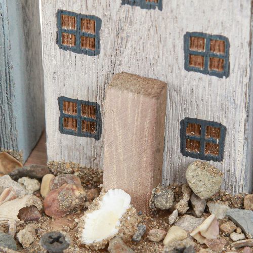položky Námořní dekorativní domky dřevěná rybářská vesnice modrá bílá 26×16×10cm