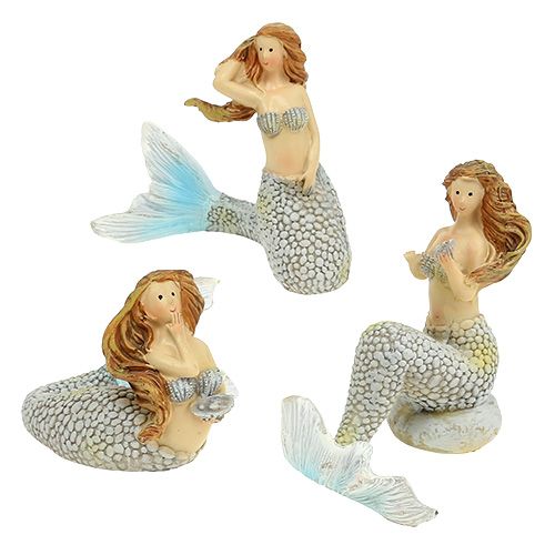 Floristik24 Dekorativní figurka mořská panna modrá 6cm - 9,5cm 3ks