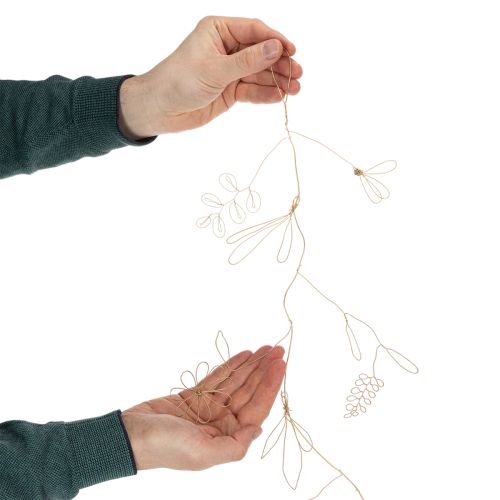 položky Kovová květinová dekorace girlanda, drát na květinový věnec, letní dekorace, dekorace na zeď, zlatá, 110 cm