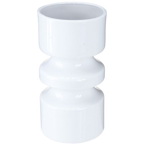 položky Kovová váza na květiny v krémově bílém smaltu Ø9cm H17,5cm