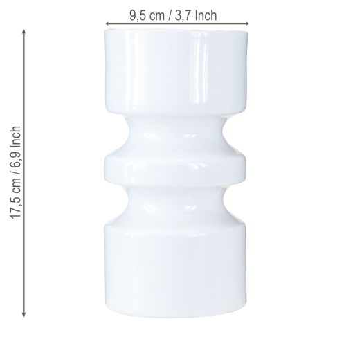 položky Kovová váza na květiny v krémově bílém smaltu Ø9cm H17,5cm