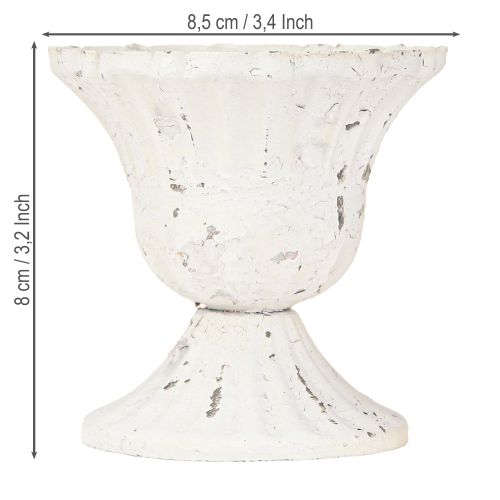 položky Kovový ozdobný šálek Small Shabby Chic White Ø8,5cm V8cm 2ks