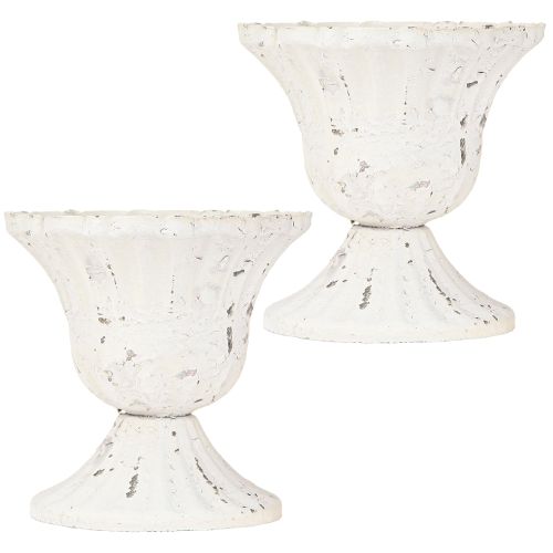položky Kovový ozdobný šálek Small Shabby Chic White Ø8,5cm V8cm 2ks