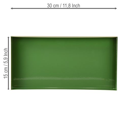 položky Kovový dekorativní podnos obdélníkový kovový podnos zelený 30×15cm