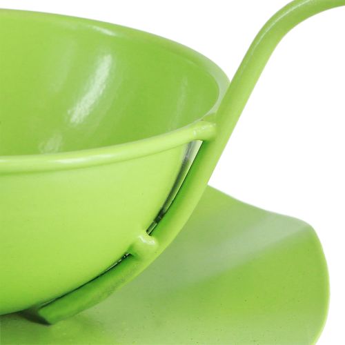 položky Kovový ozdobný šálek s podšálkem světle zelený V8cm Ø11,5cm 2ks