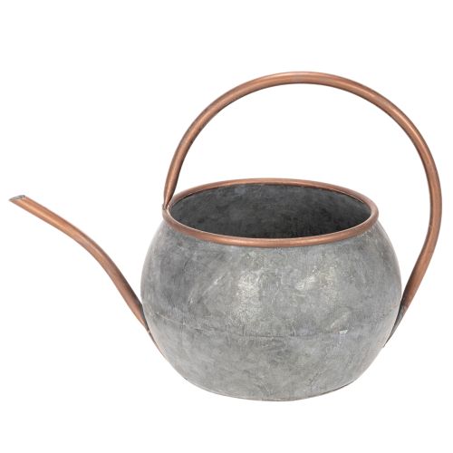 Kovová dekorativní konev na zalévání, vintage venkovský styl, zahradní dekorace, k sázení, stříbrná měď, D41cm Ø26cm V30cm | Floristik24.cz