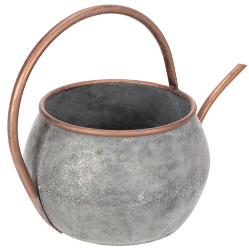 Kovová dekorativní konev na zalévání, vintage venkovský styl, zahradní dekorace, k sázení, stříbrná měď, D41cm Ø26cm V30cm | Floristik24.cz