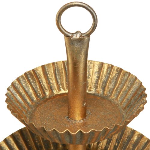Floristik24 Kovový etážový 3patrový zlatý starožitný vintage Ø17cm V23cm