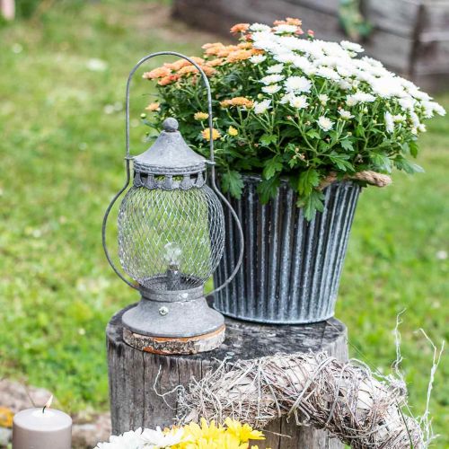 Floristik24 Kovová lucerna, LED lampa, Shabby Chic Ø16cm H33,5cm